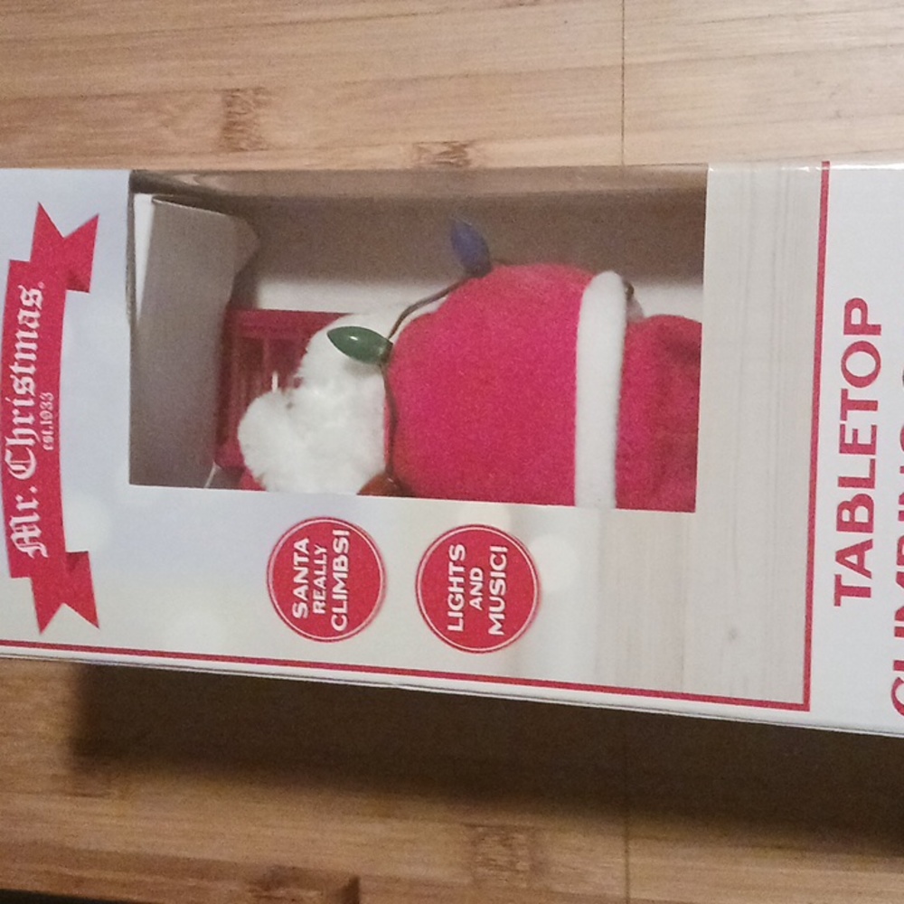Mr Christmas 17" Tabletop Climbing Black Santa